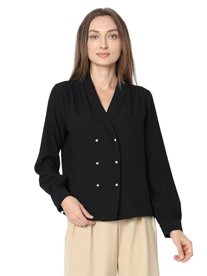 Cuffed Sleeves Shirt Style Top