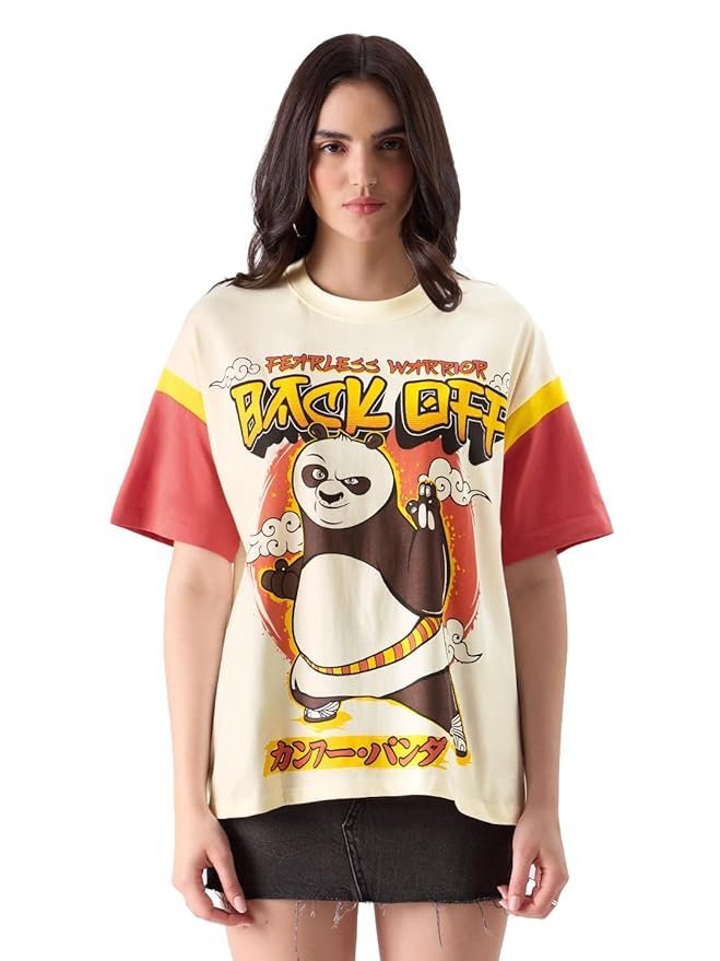 Womens Oversized Fit Graphic Printed Half Sleeve Cotton Multicolored