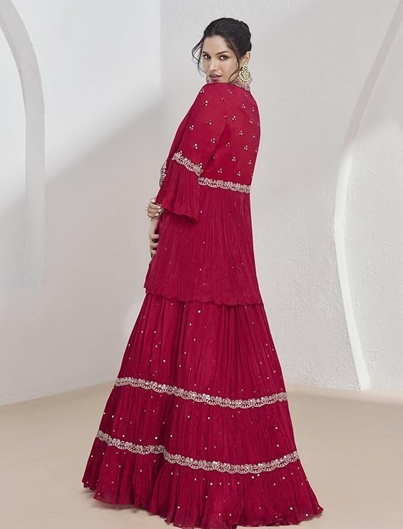 Elegant Pink Embroidered Lehenga Choli Set - Image 6