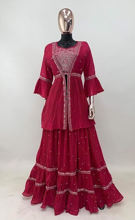 Elegant Pink Embroidered Lehenga Choli Set - Image 3