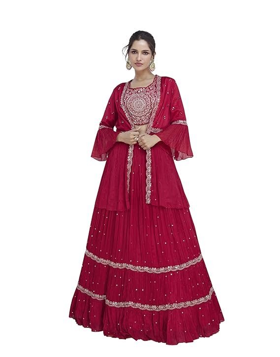 Elegant Pink Embroidered Lehenga Choli Set