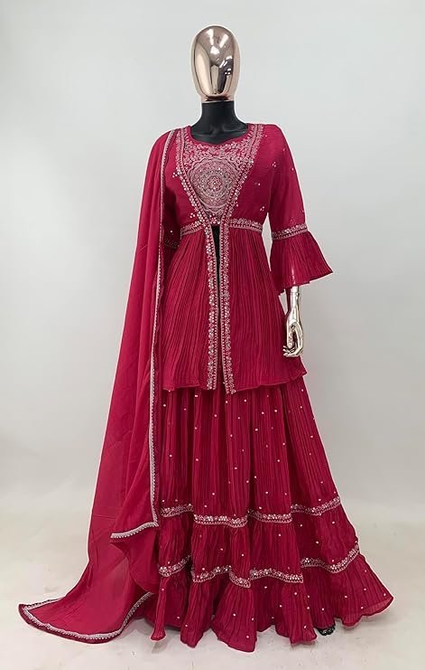 Elegant Pink Embroidered Lehenga Choli Set - Image 4