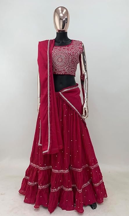 Elegant Pink Embroidered Lehenga Choli Set - Image 2
