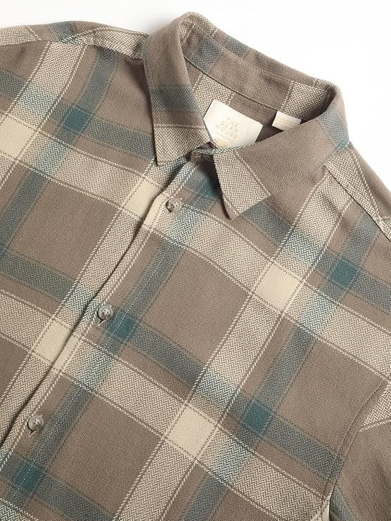 Men's Brown Checked Relaxed Fit Cotton Casual Shirt - Image 3