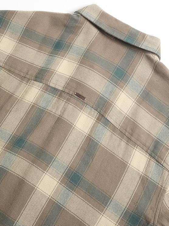 Men's Brown Checked Relaxed Fit Cotton Casual Shirt - Image 2