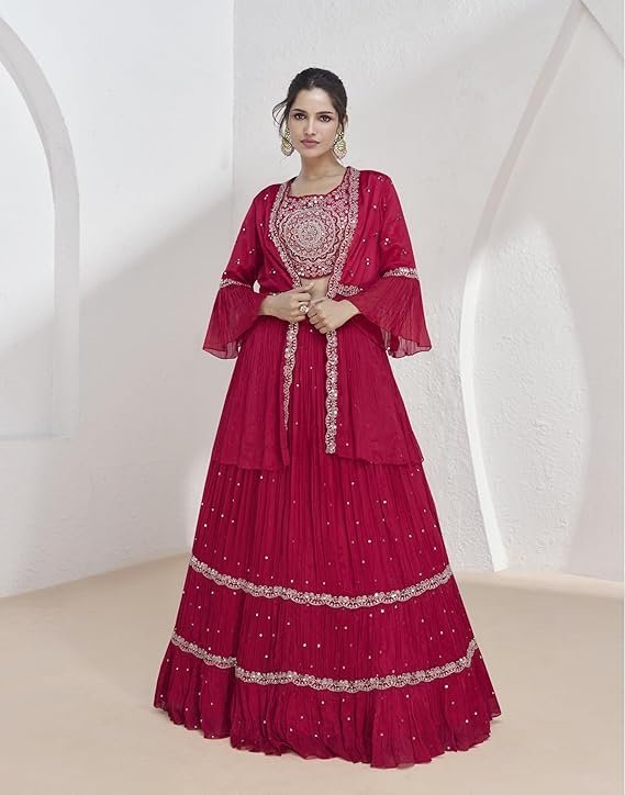 Elegant Pink Embroidered Lehenga Choli Set - Image 7