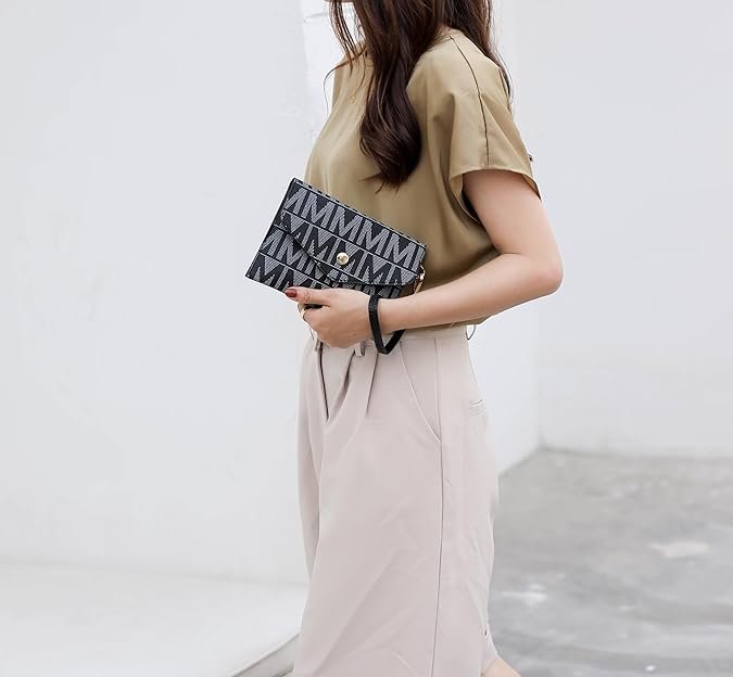 Tote Bag for Women, Shoulder Handbag & Wristlet Pouch Purse Top Handle Vegan Leather 4Pcs Set Pocketbook - Image 4