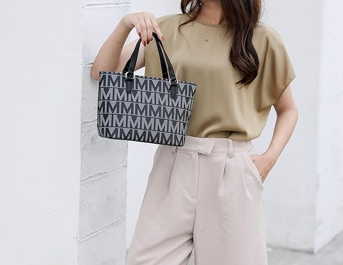 Tote Bag for Women, Shoulder Handbag & Wristlet Pouch Purse Top Handle Vegan Leather 4Pcs Set Pocketbook - Image 6